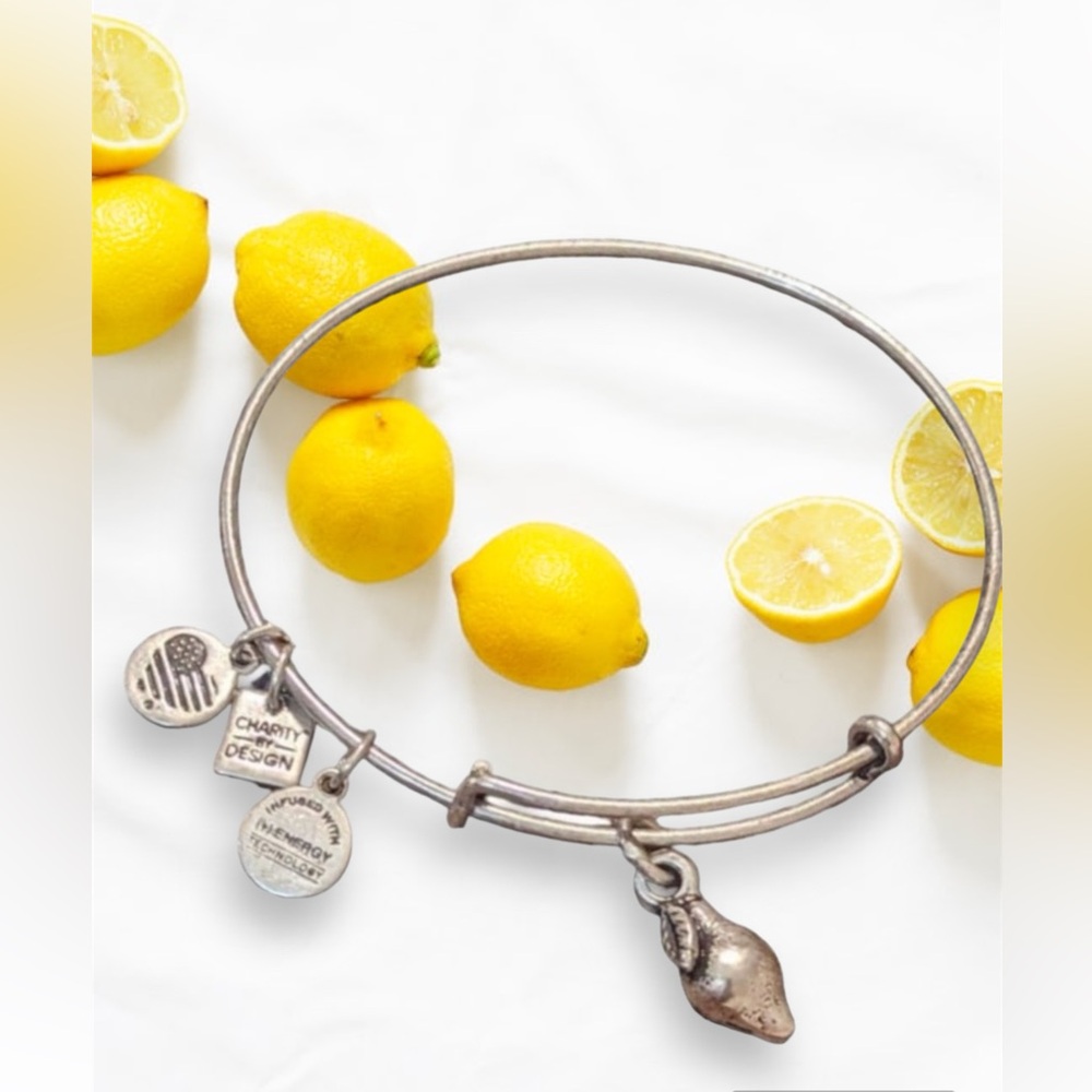 Alex and Ani Zest for Life Lemon Charm Bangle Bracelet silvertone 28$USA🍋